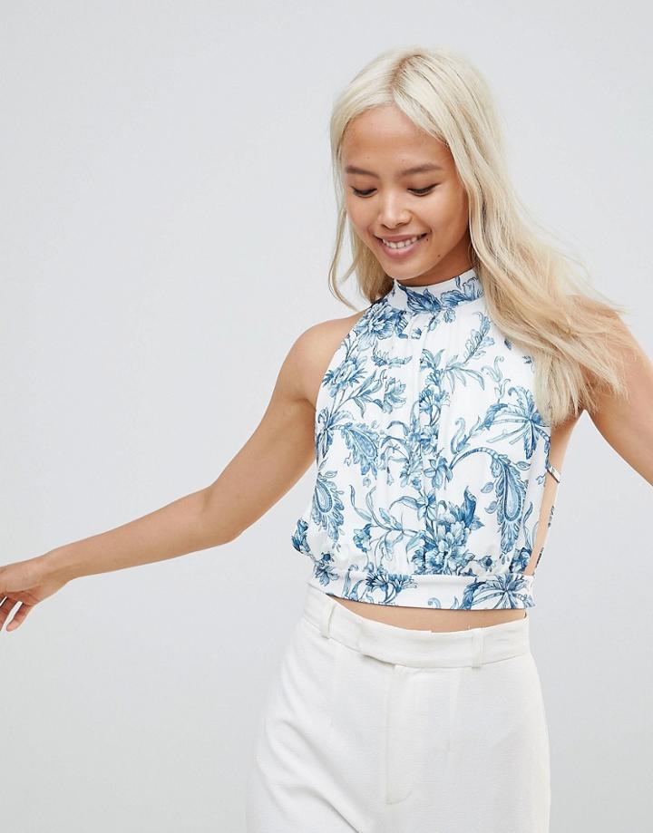Love Floral High Neck Pleated Top - Multi