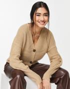 Vero Moda V-neck Cardigan With Deep Cuff In Beige-neutral