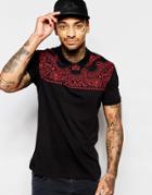 Asos Jersey Polo With Paisley Print - Black