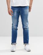 Diesel Tepphar Skinny Jeans 855g Contrast Waist Mid Wash - Mid Blue