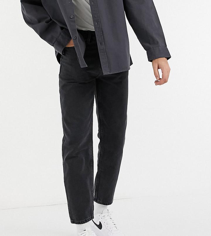 New Look Slim Cropped Jeans In Washed Black