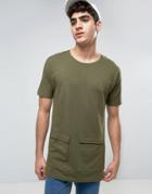 Bellfield Longline T-shirt With Pockets - Green