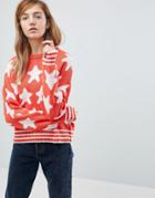 Asos Sweater In Star Pattern - Orange