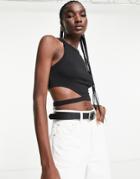 & Other Stories Cut Out Detail Cropped Tank Top In Black
