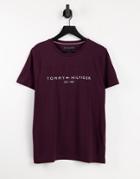 Tommy Hilfiger Classic Logo T-shirt In Burgundy-red