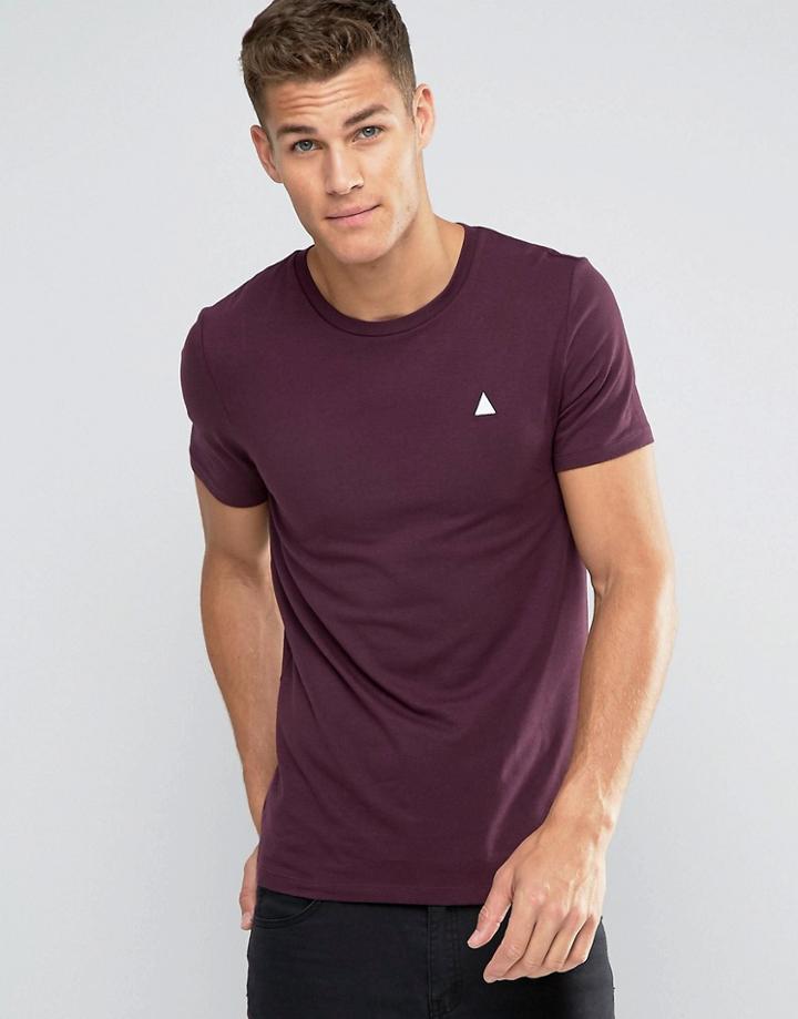 Asos Muscle T-shirt With Embroidery In Oxblood - Red