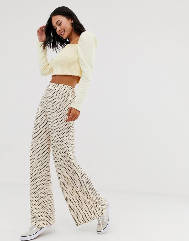 Asos Design Wide Leg Pants In Neutral Non-print - Multi