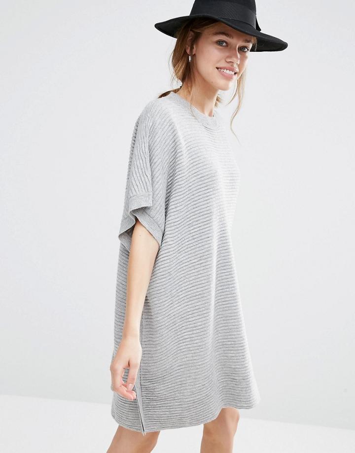 Just Female Carla Knit Cape Sweater Dress - Gray