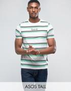 Asos Tall Stripe T-shirt With Etoile 83 Print - White