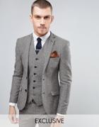 Heart & Dagger Super Skinny Blazer In Herringbone Fleck Tweed - Brown