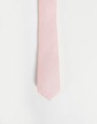 Asos Design Slim Tie In Baby Pink Linen