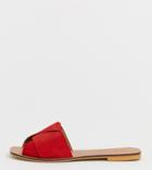 Asos Design Wide Fit Favoured Leather Flat Sandals - Red