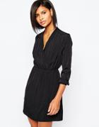 Vero Moda Wrap Front Tea Dress - Black Plain