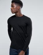 New Look Long Sleeve Stretch Top In Black - Black