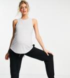 Cotton: On Maternity Curve Hem Activewear Tank Top In Gray-grey