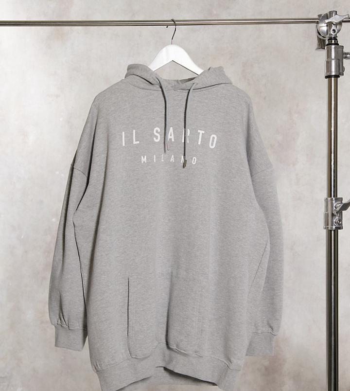 Il Sarto Tall Oversized Hoodie Dress In Gray-grey