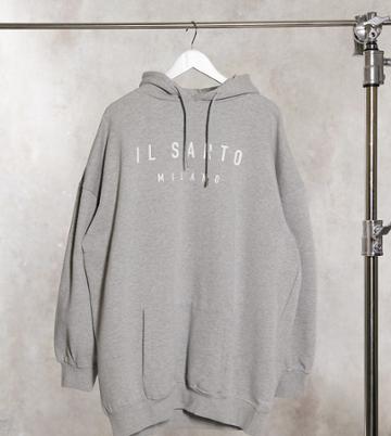 Il Sarto Tall Oversized Hoodie Dress In Gray-grey