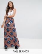 Kiss The Sky Tall Festival Maxi Skirt With Tassel Ties In Tiger Tile Print - Multi