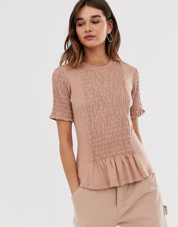 Asos White Plain Ruched Front Tee - Green