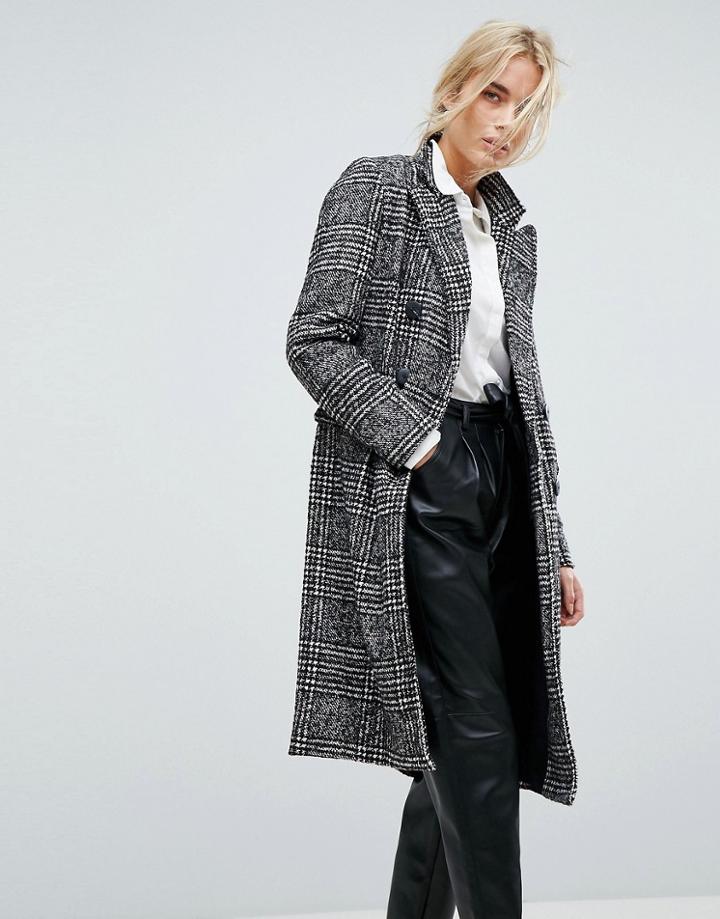 Vero Moda Tailored Check Coat - Black