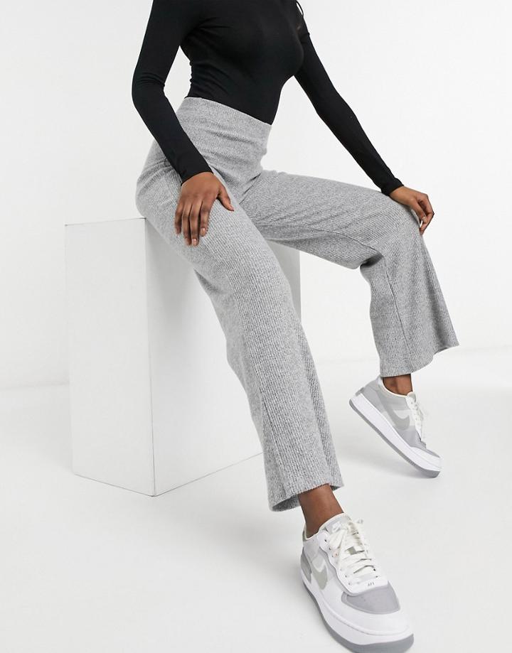 Pull & Bear Cozy Collection Flared Pants Set In Gray-grey