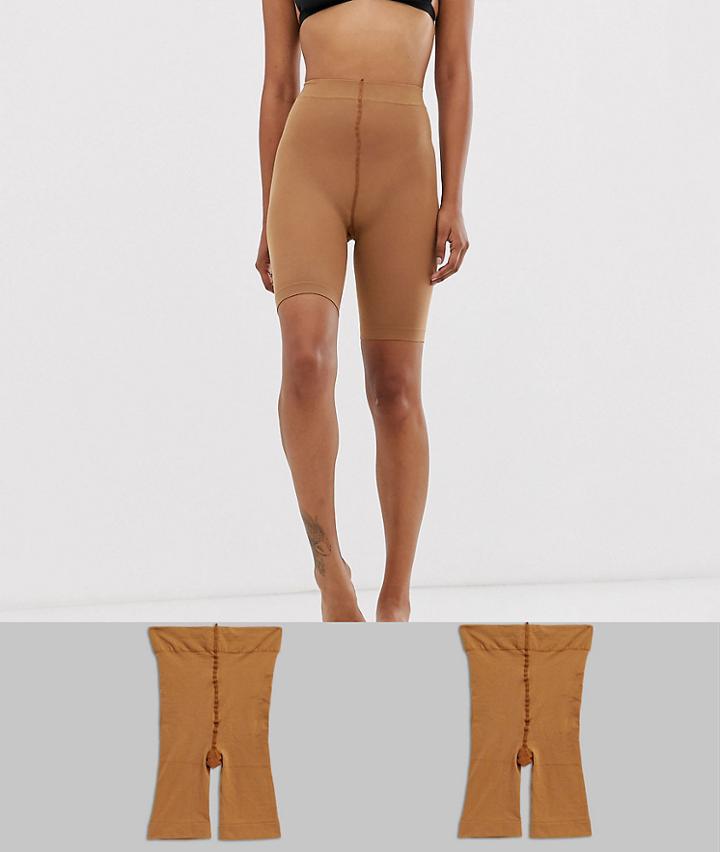 Asos Design Anti-chafing Shorts 2 Pack In Golden Bronze-beige