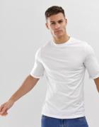 Asos Design T-shirt With Roll Mid Sleeve In White
