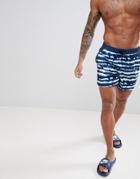 South Beach Swim Shorts With Tie Dye Print - Navy