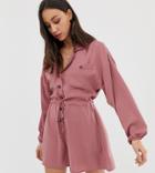 Asos Design Tall Slouchy Waisted Boiler Romper - Pink