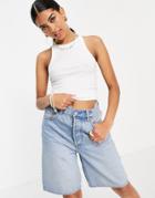 Asos Design Wedding Slim Suit Pants In White Jacquard