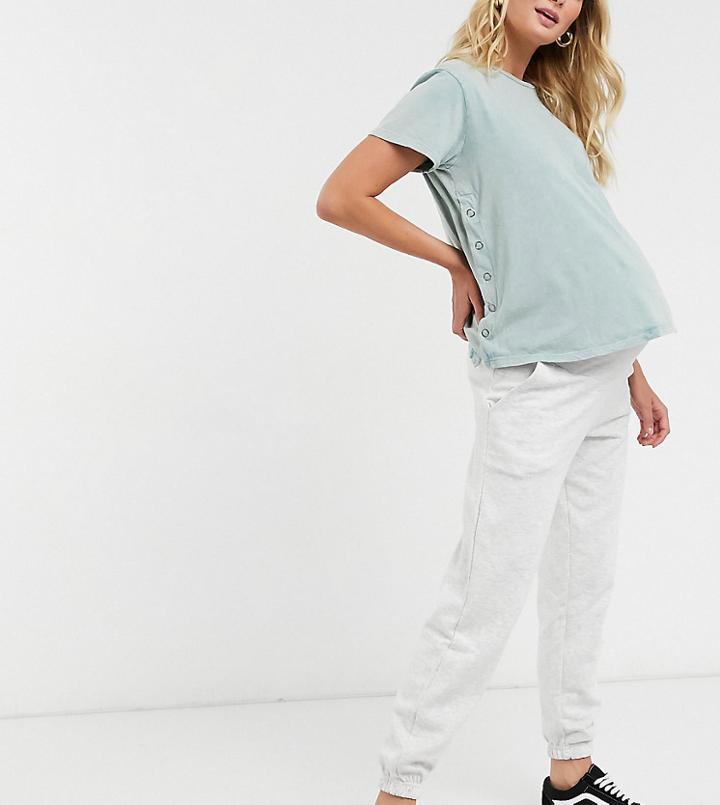 New Look Maternity Overbump Cuffed Sweatpants In Mid Gray-grey