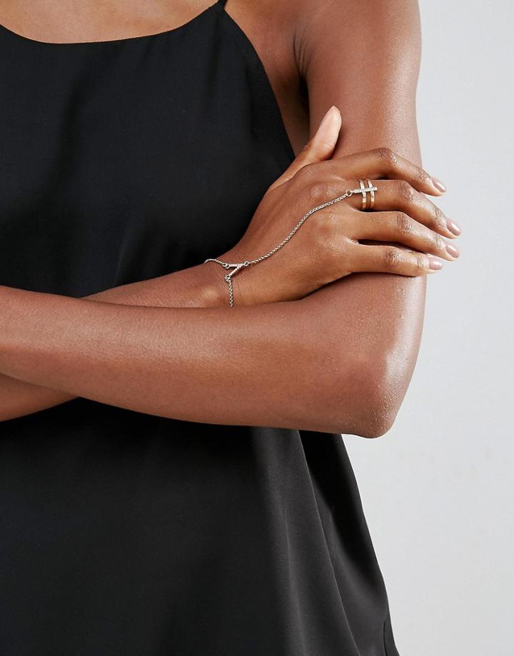 New Look Rhinestone Detail Hand Chain - Gold