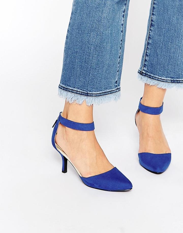 Oasis Blue Two Part Court Shoes - Blue