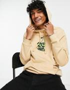 Asos Design Hoodie In Beige With Neon Cherries Chest Print-neutral