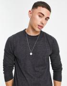 Threadbare Cotton Crew Neck Sweater In Charcoal Heather-grey