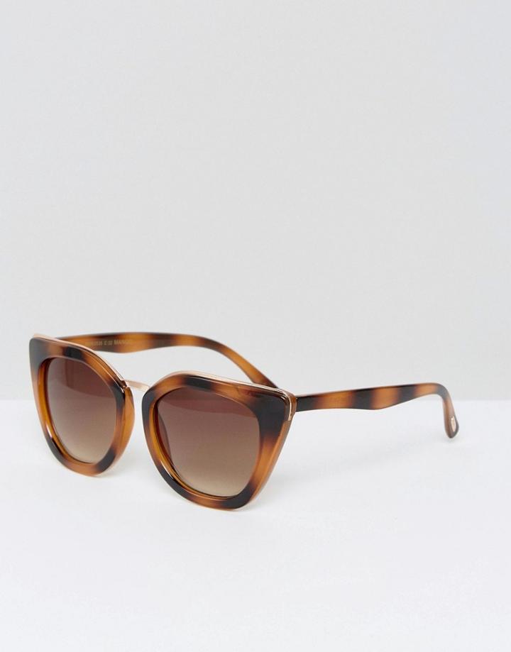 Mango Metal Bridge Tortoise Cat Eye Sunglasses - Brown