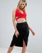 Wal G Cross Front Crop Top - Red