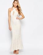 Jarlo Priscilla Lace Maxi Dress With Keyhole Detail - Ivory Lace