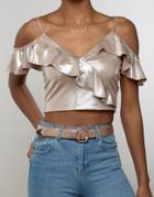 Asos Tipped End Circle Buckle Jeans Belt - Tan