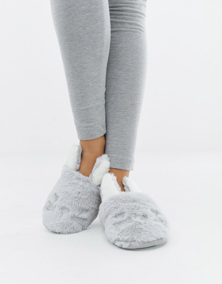 New Look Bunny Mule Slippers - Gray