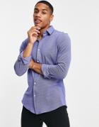 Harry Brown Pique Slim Fit Cotton Shirt In Navy Pin Dot