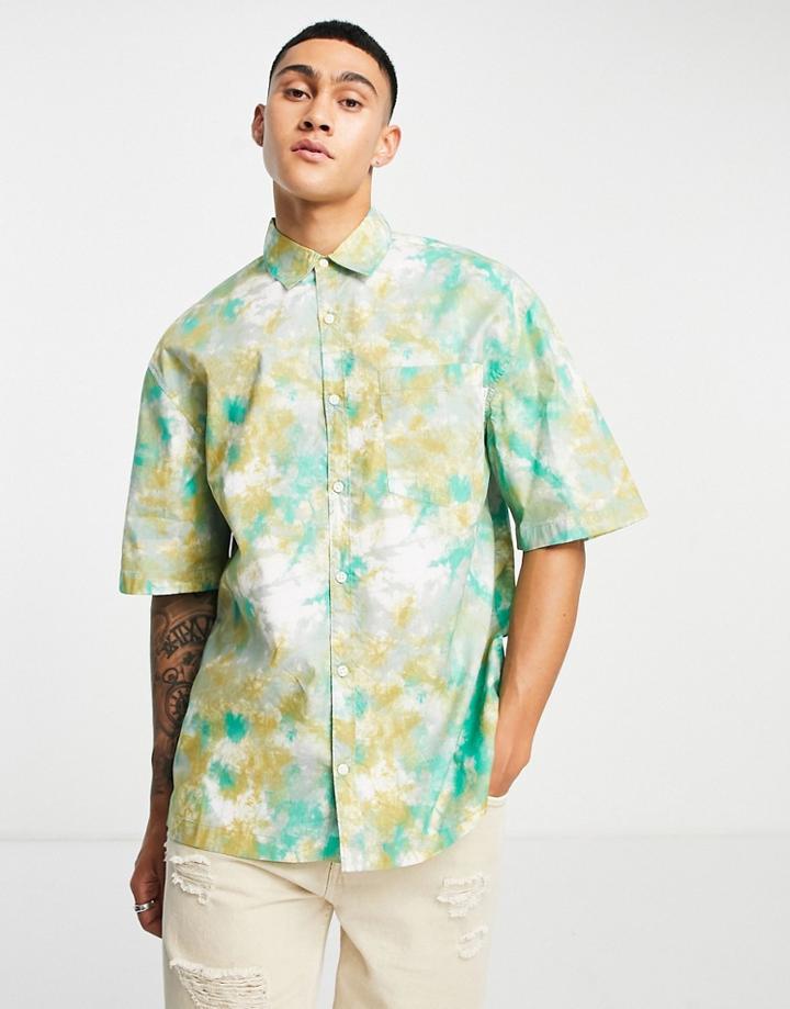 Topman Green Marble Print Shirt