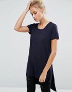 Only Jewel Long Slit T-shirt - Blue