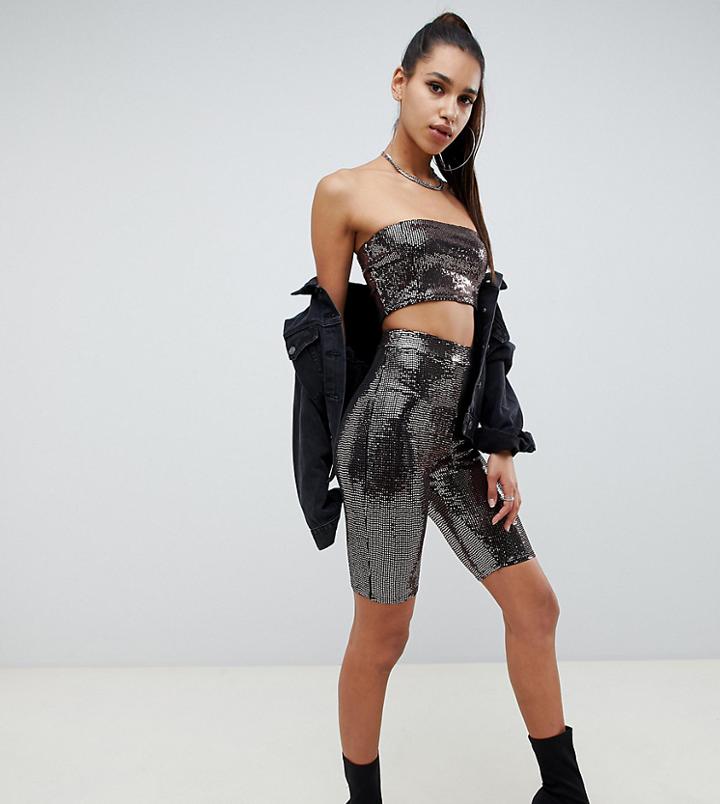 Missguided Two-piece Sequin Legging Short - Pink