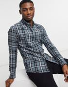 Asos Design Slim Fit Plaid Shirt In Teal-green