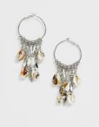 Sacred Hawk Resin Conch Shell Drop Hoop Earrings-silver