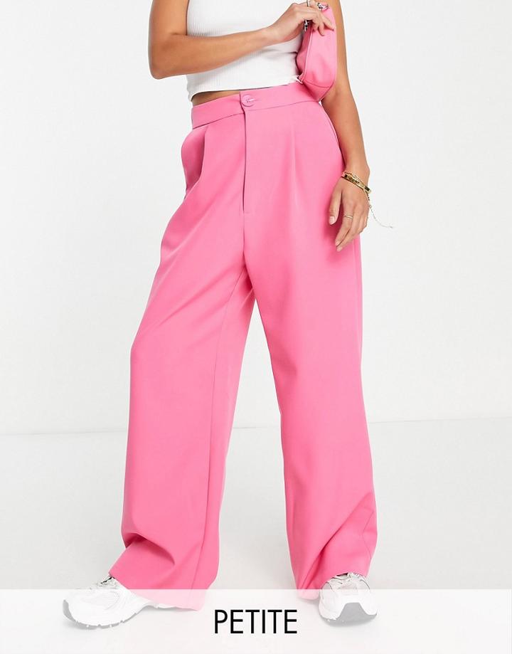 Stradivarius Petite Tailored Wide Leg Pants In Pink