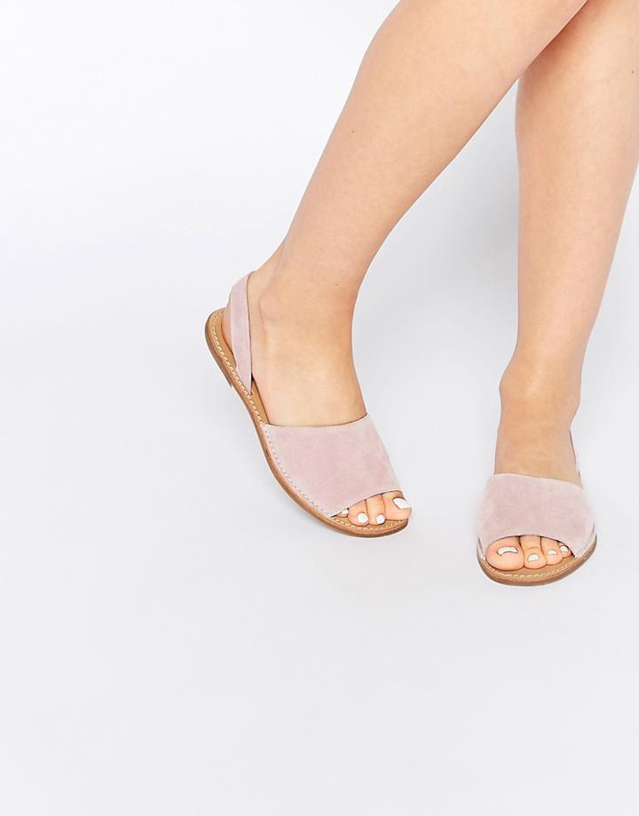 Pieces Evey Suede Two Part Flat Sandals - English Rose