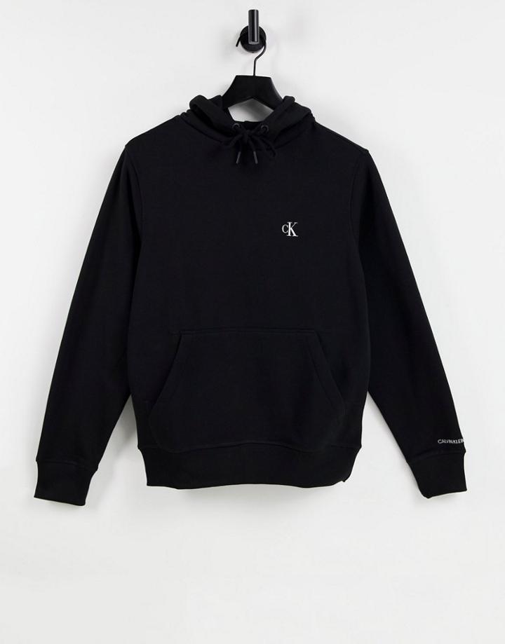 Calvin Klein Jeans Essential Regular Fit Hoodie With Ck Logo In Black