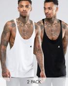 Asos Tank With Logo And Raw Edge Extreme Racer Back 2 Pack Save 14% - Multi